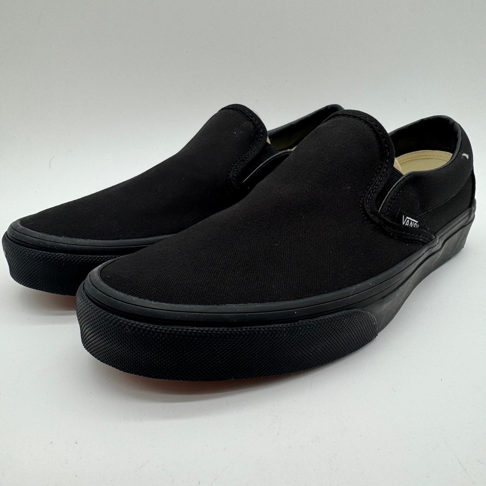 Vans Classic Slip-On Black Black Canvas Sneakers Men's Size 8.5 Women's‎ Size 10